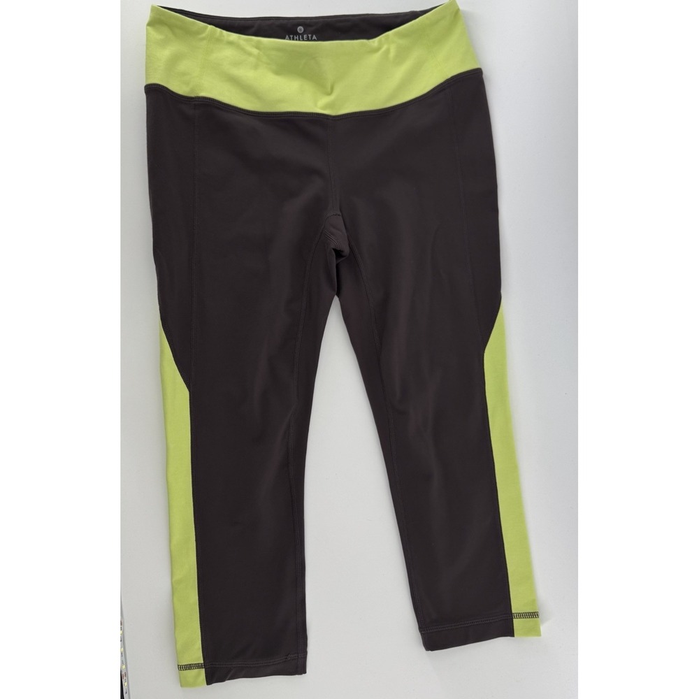 Athleta Womens Small Leggings‎ Yoga Pants Running Workout Gray Yellow